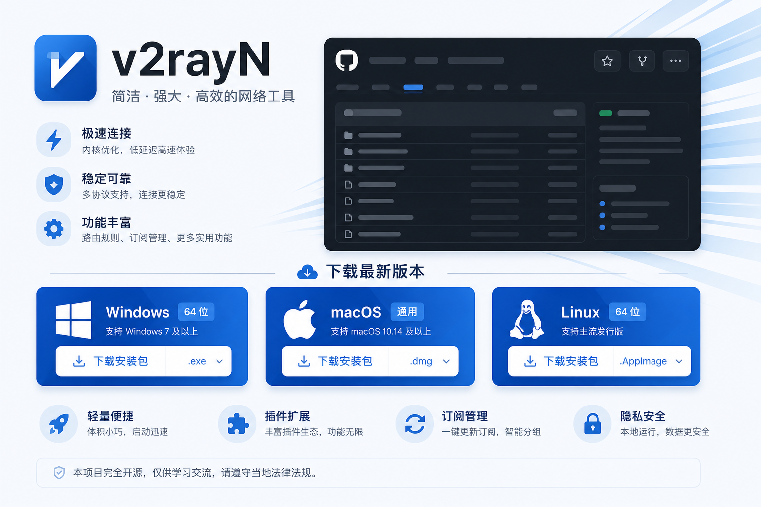 v2rayn官网极速网络客户端界面